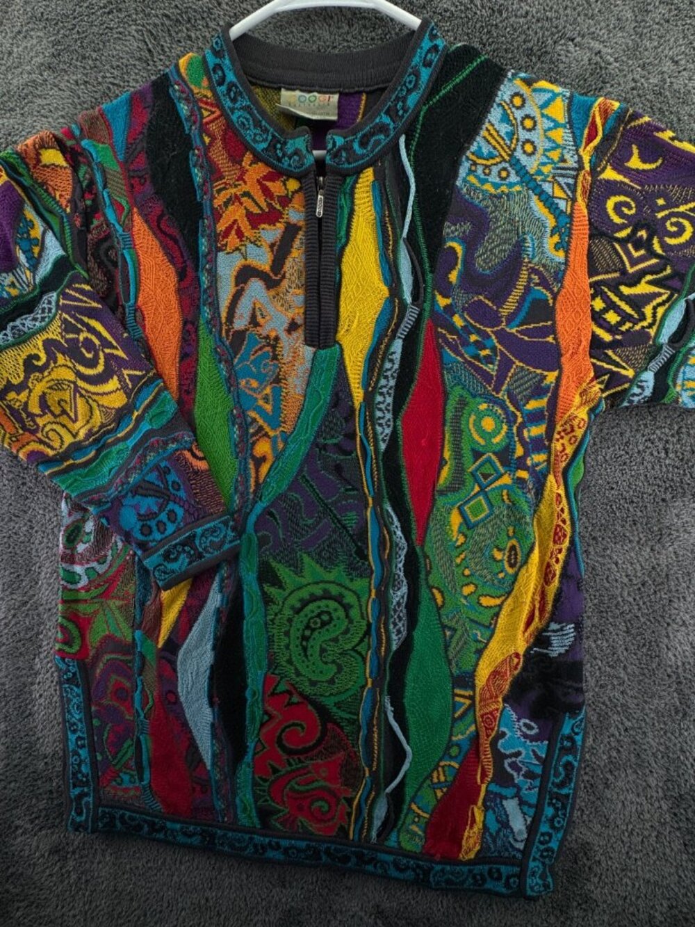 COOGI Australia Cobra Paisley Music Authentic Women Small Cotton 1/4 Zip Sweater